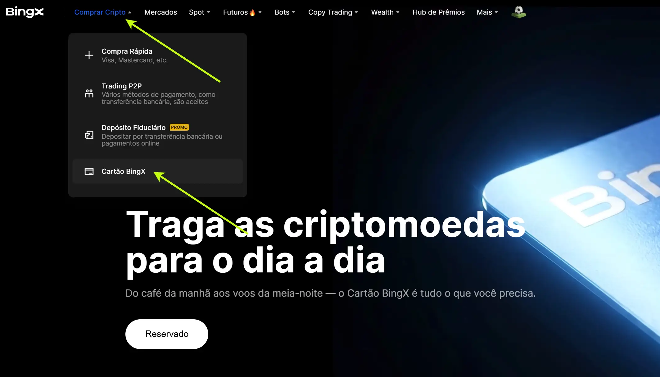 Menu Comprar Cripto