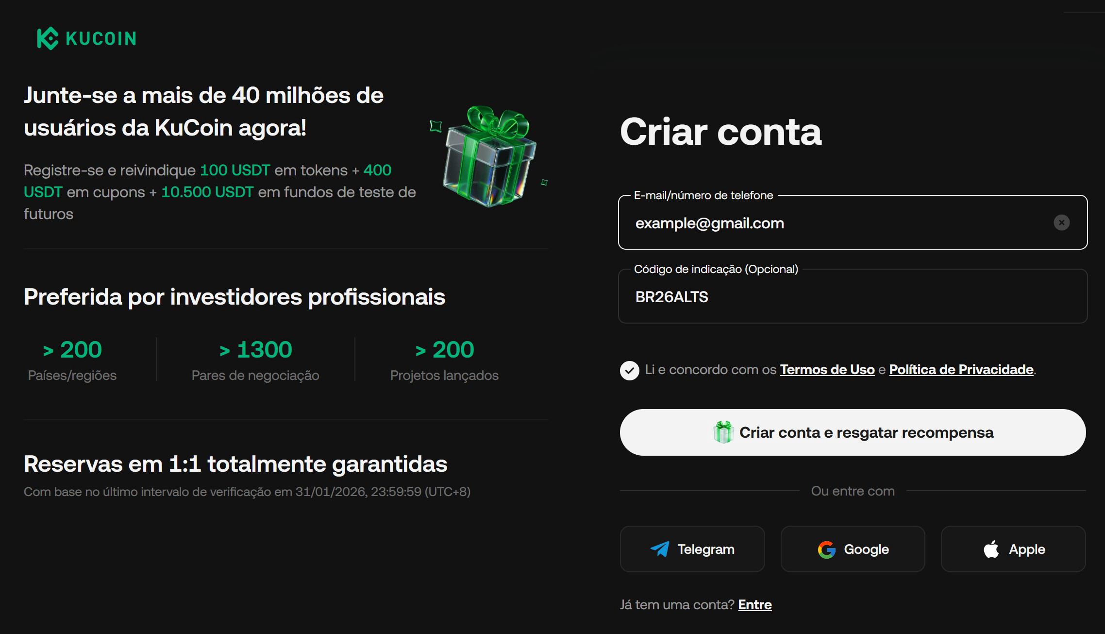 Código de indicação KuCoin