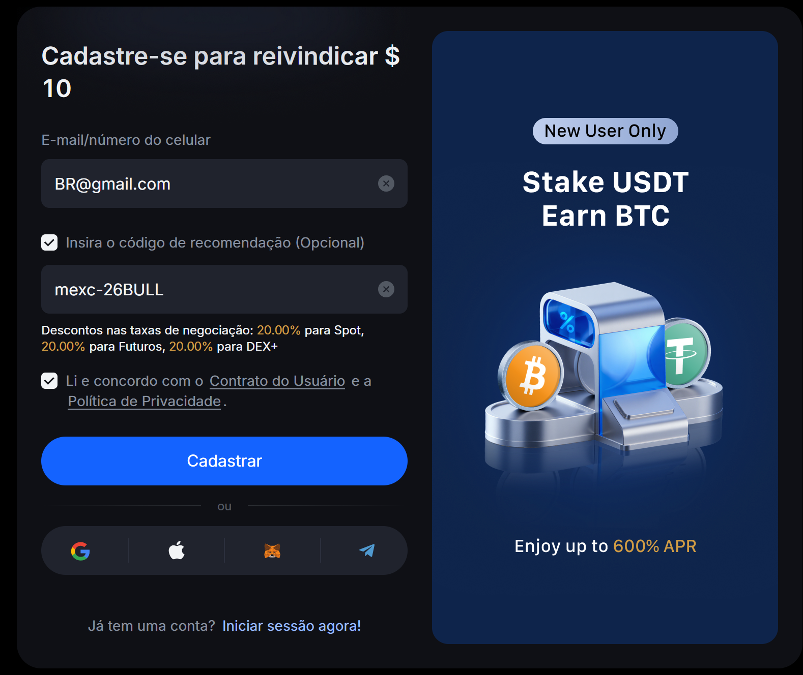 Código de recomendação MEXC